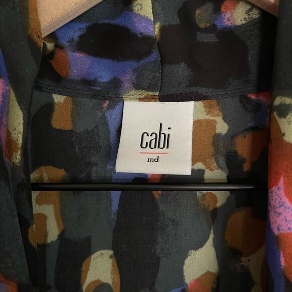 CAbi Flaunt‎ Wrap Sleeveless Blouse Size Medium Black Multicolor Style 3077 - Picture 10 of 16